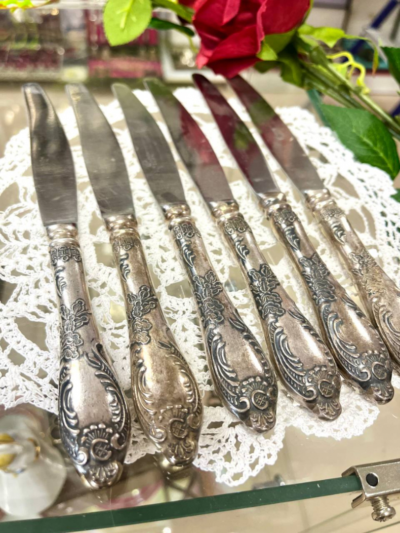 Десертные ножи "Классик" Режевский Механический завод. мнц с серебрением и нерж.металл (лезвие) СССР. Картинка 2